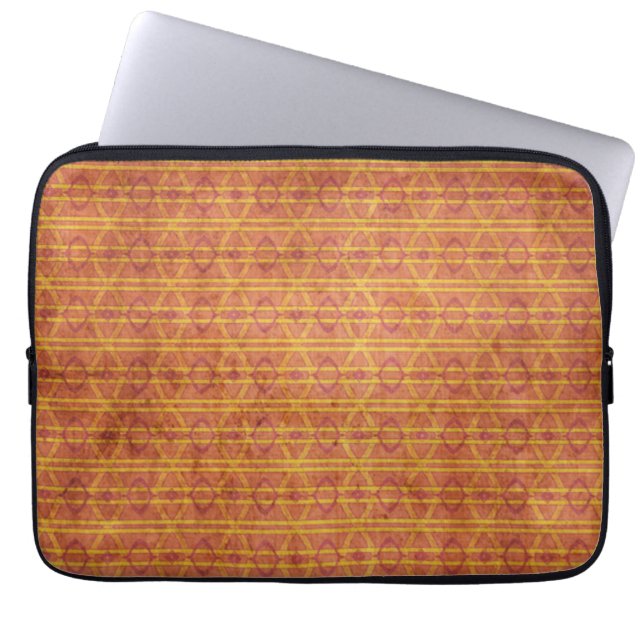 Capa Para Notebook Teste padrão asteca vermelho e alaranjado (Frente)