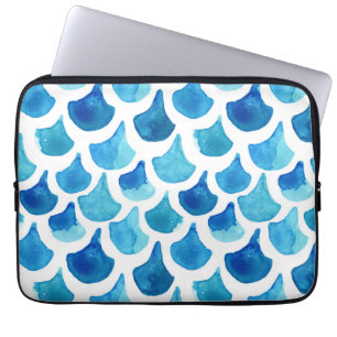 Capa Para Notebook Teste padrão azul da escala da aguarela