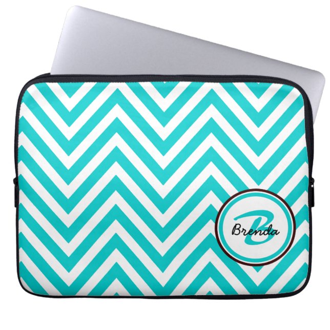 CAPA PARA NOTEBOOK TESTE PADRÃO AZUL DA VIGA DA CERCETA MONOGRAMMED (Frente)