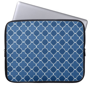 Capa Para Notebook Teste padrão azul de Quatrefoil do laptop