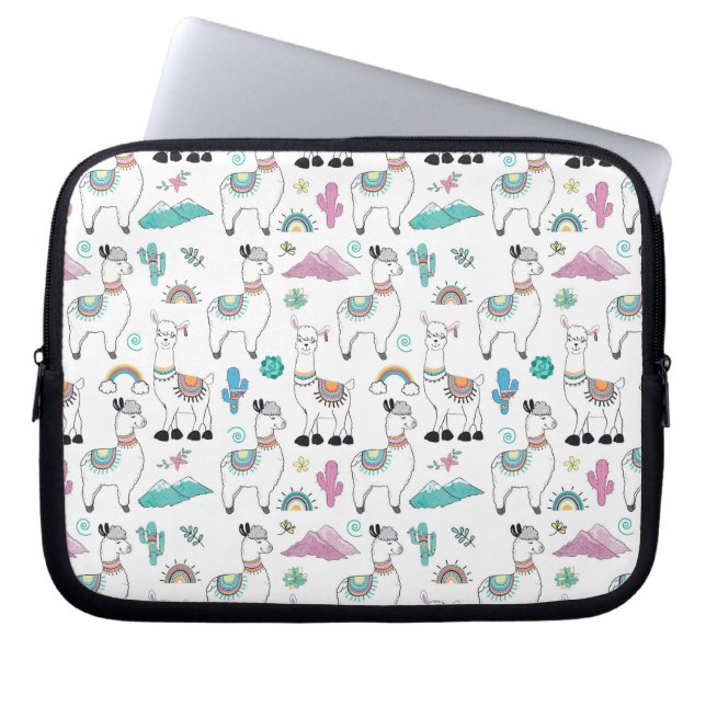 Capa Para Notebook Teste padrão bonito do lama dos desenhos animados (Frente)