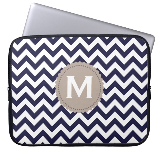 Capa Para Notebook Teste padrão branco de Chevron do monograma dos (Frente)