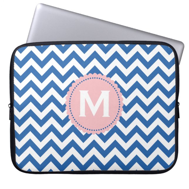 Capa Para Notebook Teste padrão branco de Chevron do monograma dos (Frente)