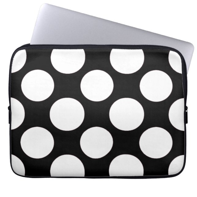 Capa Para Notebook Teste padrão de bolinhas branco preto moderno (Frente)