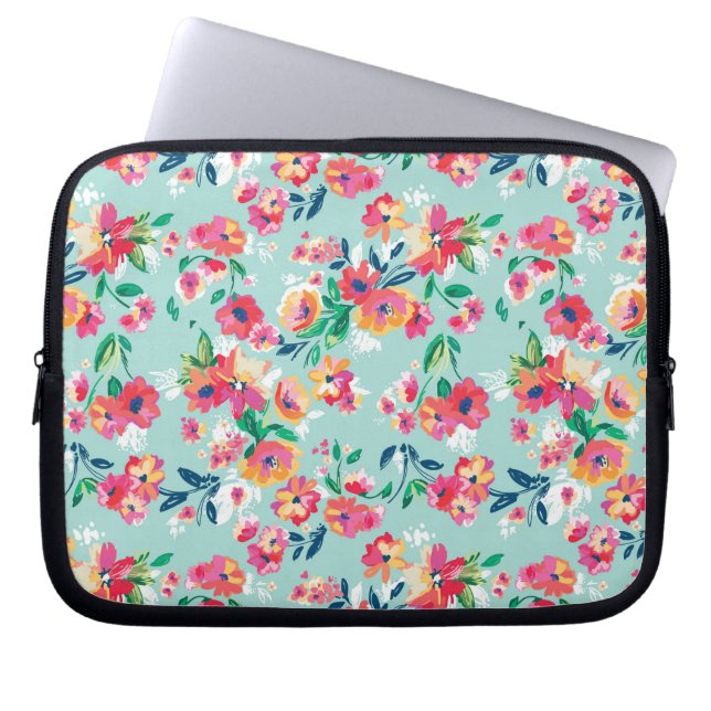 Capa Para Notebook Teste padrão de flores pintado (Frente)