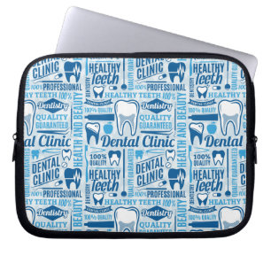 Capa Para Notebook Teste padrão dental azul da clínica