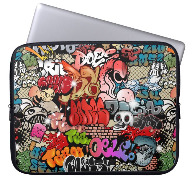 Capa Para Notebook Teste padrão dinâmico urbano da arte dos grafites (Frente)