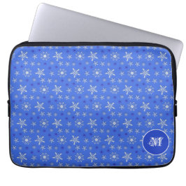 Capa Para Notebook teste padrão do azul dos flocos de neve do Natal.
