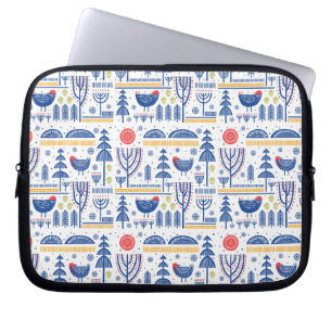 Capa Para Notebook Teste padrão do pássaro do inverno da arte popul