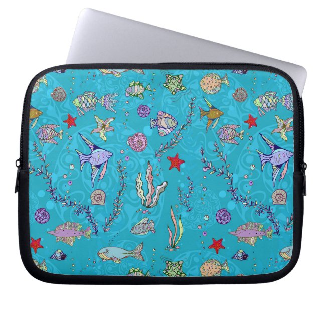Capa Para Notebook Teste padrão dos peixes de turquesa (Frente)
