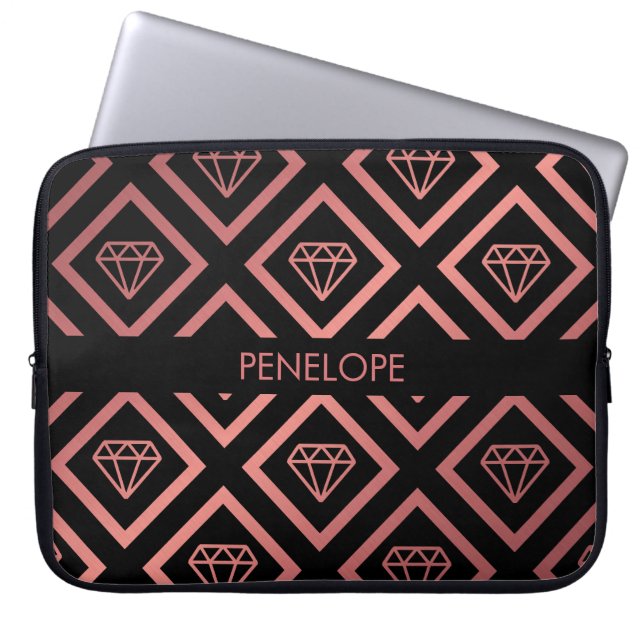 Capa Para Notebook Teste padrão Dourado cor-de-rosa do diamante (Frente)
