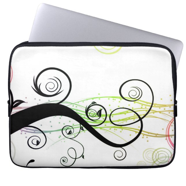 Capa Para Notebook Teste padrão espiral com folhas e círculos (Frente)