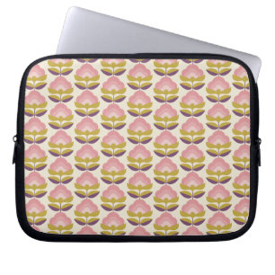 Capa Para Notebook Teste padrão floral cor-de-rosa & roxo retro