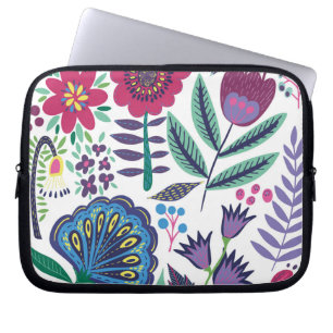 Capa Para Notebook Teste padrão floral da arte popular magenta