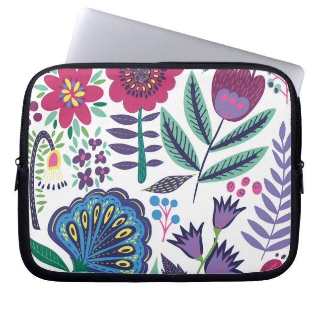 Capa Para Notebook Teste padrão floral da arte popular magenta (Frente)