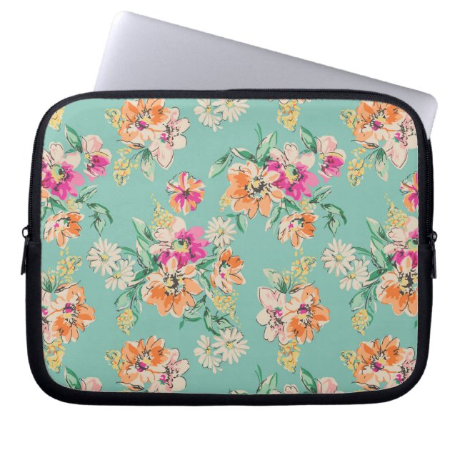 Capa Para Notebook Teste padrão floral do esboço brilhante (Frente)