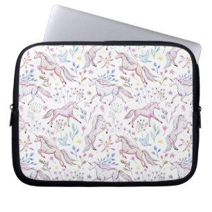 Capa Para Notebook Teste padrão floral do unicórnio da aguarela