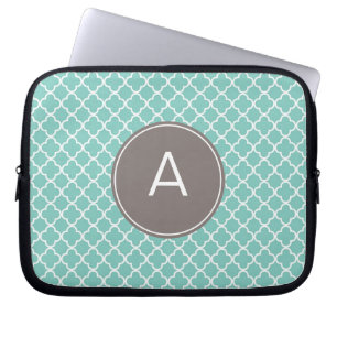 Capa Para Notebook Teste padrão Monogrammed de Quatrefoil