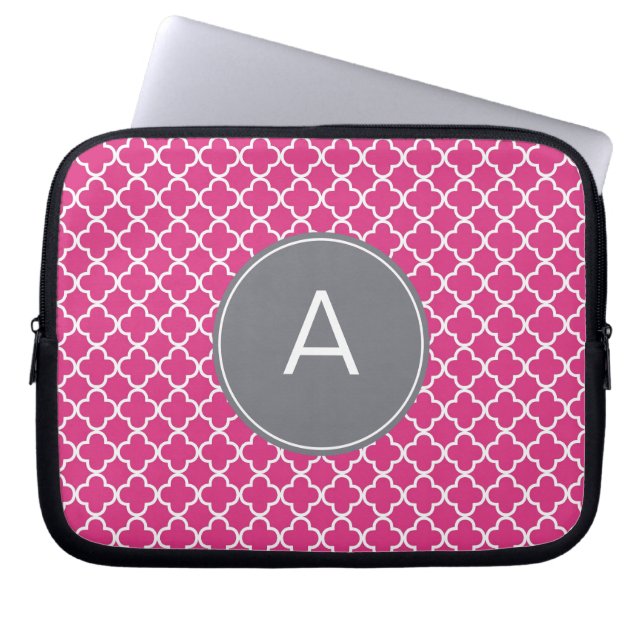 Capa Para Notebook Teste padrão Monogrammed de Quatrefoil (Frente)
