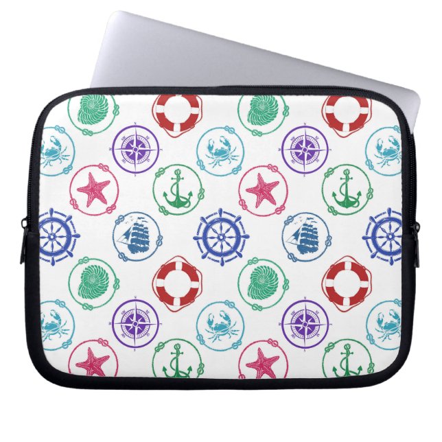 Capa Para Notebook Teste padrão náutico colorido (Frente)
