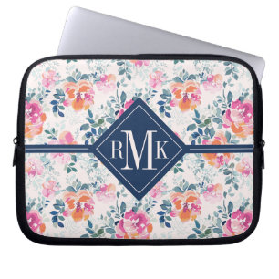Capa Para Notebook Teste padrão pintado dos rosas do monograma