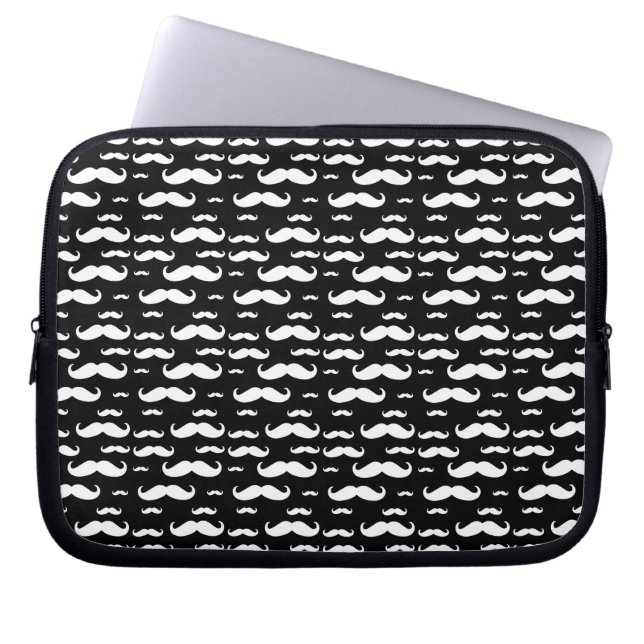 Capa Para Notebook Teste padrão preto e branco do bigode (Frente)