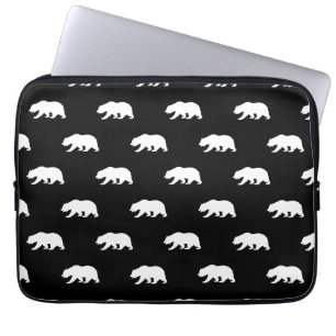 Capa Para Notebook Teste padrão preto e branco do urso de urso