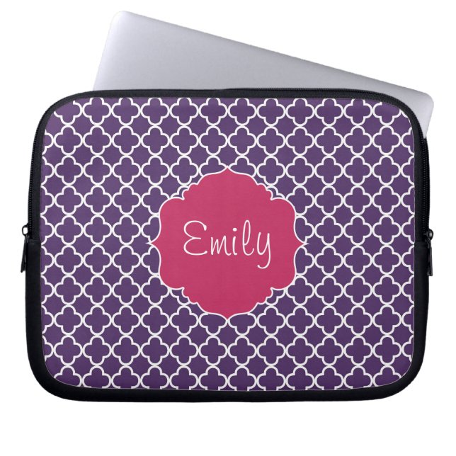Capa Para Notebook Teste padrão roxo de Quatrefoil (Frente)