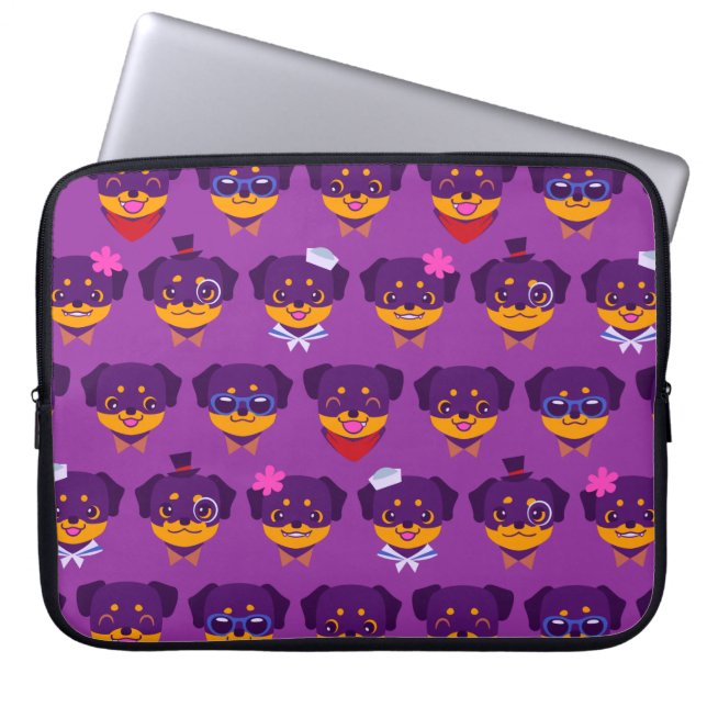 Capa Para Notebook Teste padrão roxo do filhote de cachorro de Kawaii (Frente)