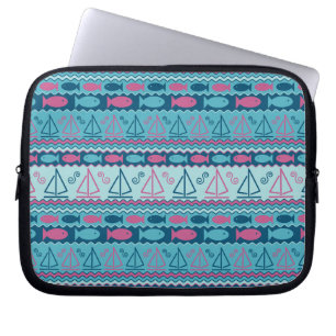 Capa Para Notebook Teste padrão super dos peixes e do veleiro do