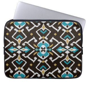 Capa Para Notebook Teste padrão tribal do ikat preto geométrico