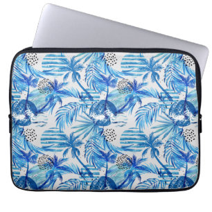 Capa Para Notebook Teste padrão tropical azul brilhante da aguarela