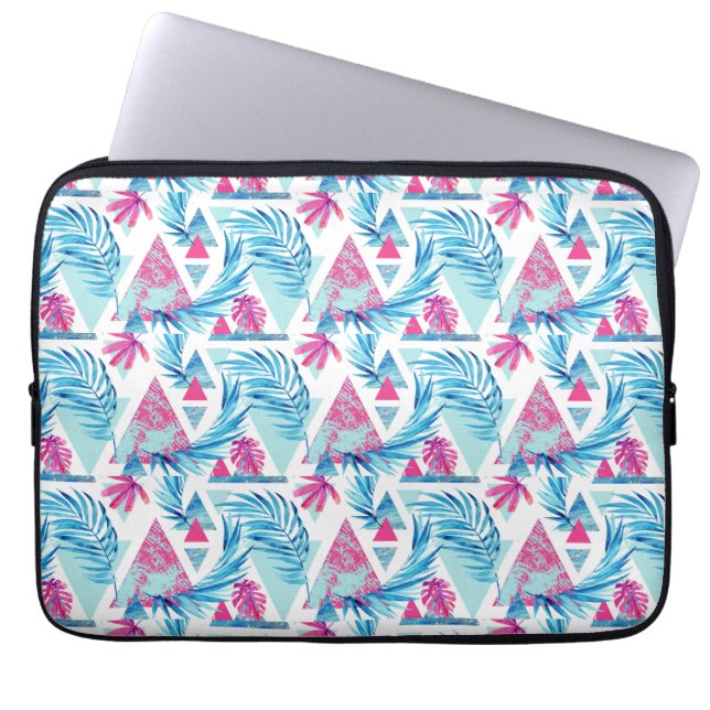 Capa Para Notebook Teste padrão tropical da folha da aguarela (Frente)