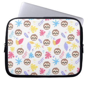 Capa Para Notebook Teste padrão tropical da preguiça & das folhas