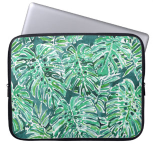 Capa Para Notebook Teste padrão tropical de Monstera do verde das