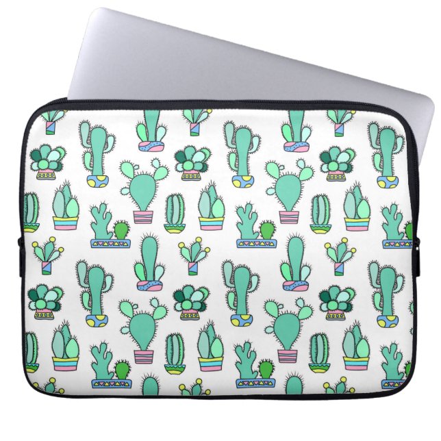 Capa Para Notebook Teste padrão verde da planta do cacto & do (Frente)