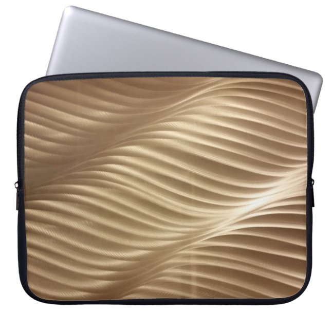 Capa Para Notebook Têxteis castanhos e brancos listrados (Frente)