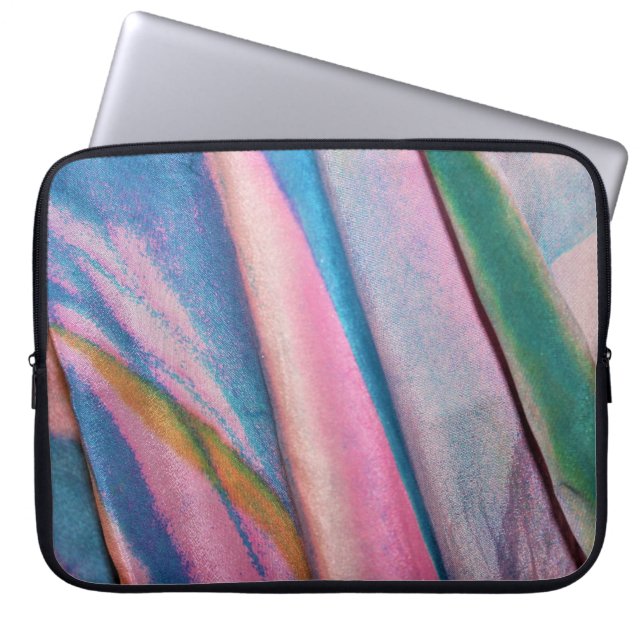 Capa Para Notebook Têxteis verdes azuis cor-de-rosa (Frente)