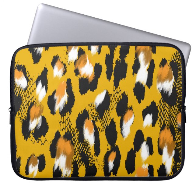 Capa Para Notebook Texto do Leopardo Fundo de Impressão de Animais (Frente)