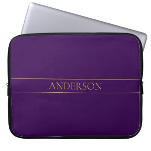 Capa Para Notebook Texto Elegante Personalizável Dourado & Roxo Esc
