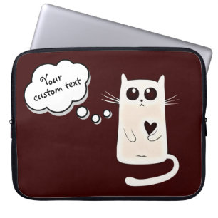 Capa Para Notebook Texto Personalizado de Gato de Corações de solit