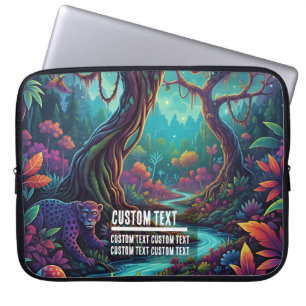 Capa Para Notebook Texto Personalizado Floresta Mística Jaguar Colori