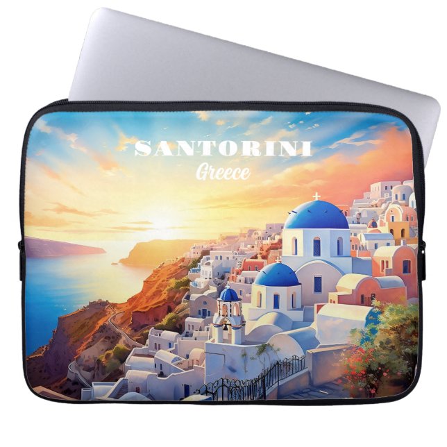 Capa Para Notebook Texto personalizado Grécia Santorini Sunset (Frente)