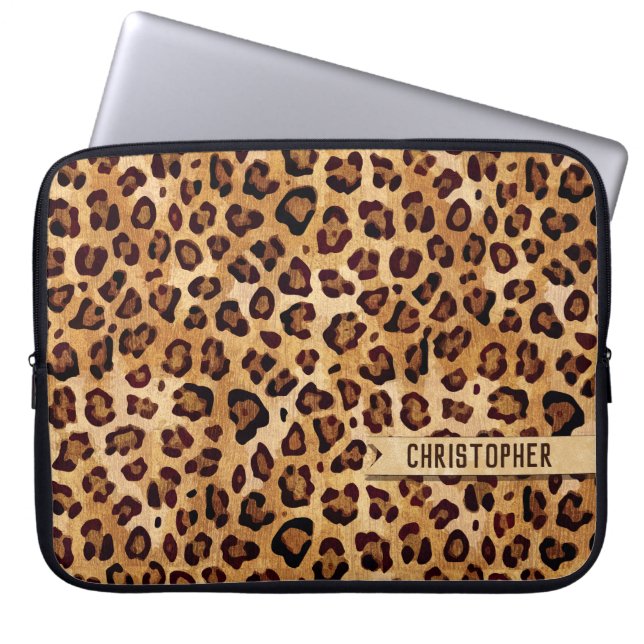 Capa Para Notebook Texto Russo Leopard Imprimir Nome (Frente)