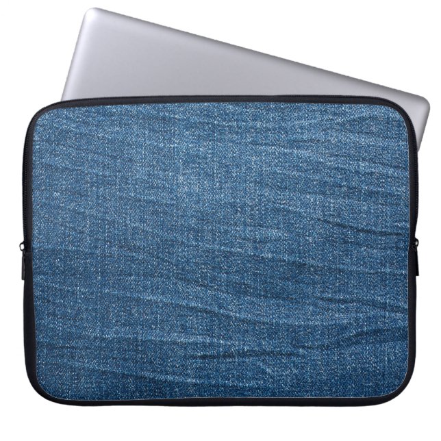 Capa Para Notebook Textura Blue Denim: Jeans Clássicos. (Frente)