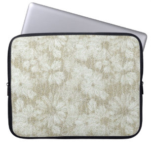 Capa Para Notebook Textura Cremosa de Veludo Floral Margarida