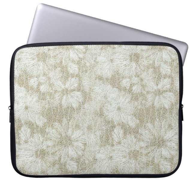 Capa Para Notebook Textura Cremosa de Veludo Floral Margarida (Frente)