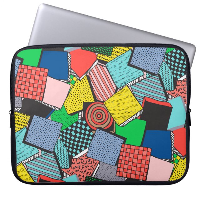 Capa Para Notebook Textura de blocos de Abstrato desenhados à mão (Frente)