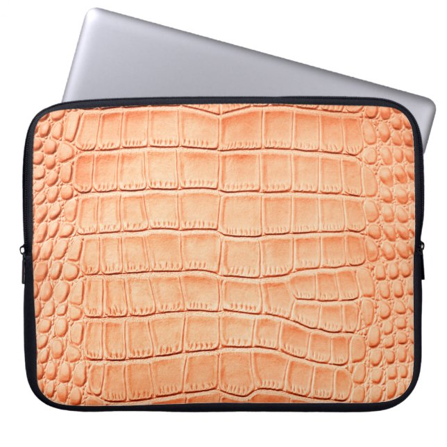 Capa Para Notebook Textura de couro de crocodilo castanho-claro (Frente)
