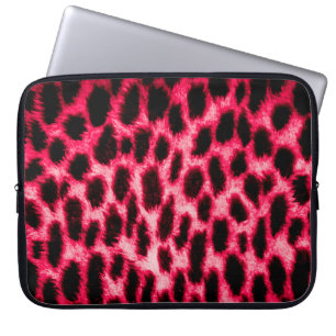 Capa Para Notebook Textura de couro-leopardo com cores pretas e verme